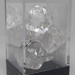 Chessex 23071 Translucent: Clear/White - Polyhedral (7 Dice) Accessories