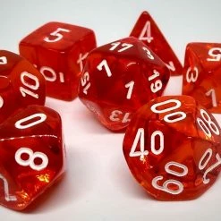 Chessex 23073 Translucent: Orange/White - Polyhedral (7 Dice)