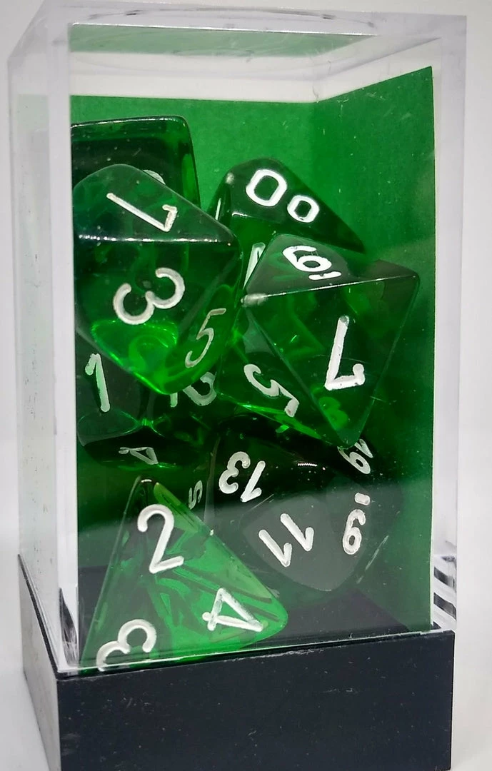 Wholesale π― Chessex 23075 Translucent: Green/White - Polyhedral (7 Dice) Accessories β€οΈ 4 Chessex 23075 Translucent: Green/White - Polyhedral (7 Dice) Accessories