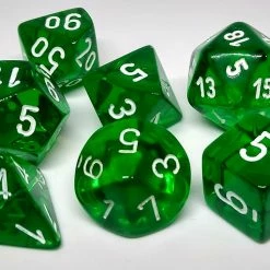 Chessex 23075 Translucent: Green/White - Polyhedral (7 Dice) Accessories