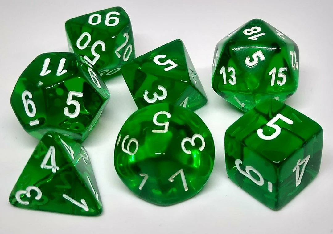 Wholesale π― Chessex 23075 Translucent: Green/White - Polyhedral (7 Dice) Accessories β€οΈ 3 Chessex 23075 Translucent: Green/White - Polyhedral (7 Dice) Accessories