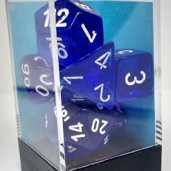 Chessex 23076 Translucent: Blue/White - Polyhedral (7 Dice)