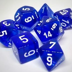 Chessex 23076 Translucent: Blue/White - Polyhedral (7 Dice)