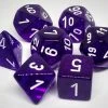 Chessex 23077 Translucent: Purple/White - Polyhedral (7 Dice)