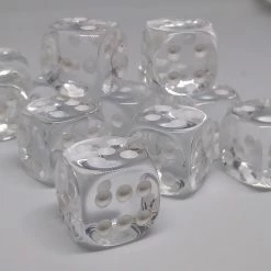 Chessex 23601 Translucent: Clear/White - 16mm D6 (12 Dice) Accessories