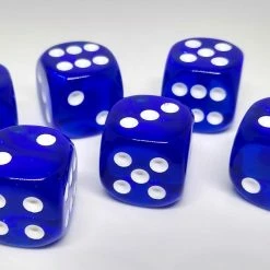 Accessories Chessex 23606 Translucent: Blue/White - 16mm D6 (12 Dice)