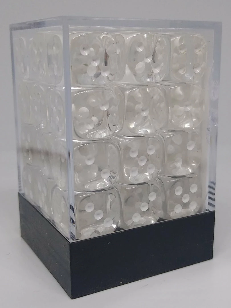 Budget π Chessex 23801 Translucent: Clear/White - 12mm D6 (36 Dice) β€οΈ 4 Chessex 23801 Translucent: Clear/White - 12mm D6 (36 Dice)