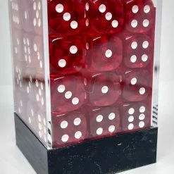Chessex 23804 Translucent: Red/White - 12mm D6 (36 Dice)
