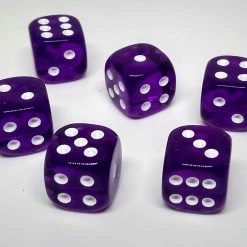Chessex 23807 Translucent: Purple/White - 12mm D6 (36 Dice) Accessories