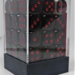 Chessex 23818 Translucent: Smoke/Red - 12mm D6 (36 Dice) Accessories