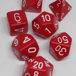 Chessex 25404 Opaque: Red/White - Polyhedral (7 Dice) Accessories