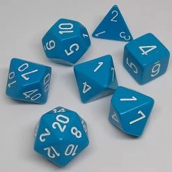 Chessex 25416 Opaque: Light Blue/White - Polyhedral (7 Dice) Accessories