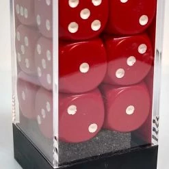 Chessex 25604 Opaque: Red/White - 16mm D6 (12 Dice) Accessories