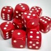 Chessex 25604 Opaque: Red/White - 16mm D6 (12 Dice) Accessories