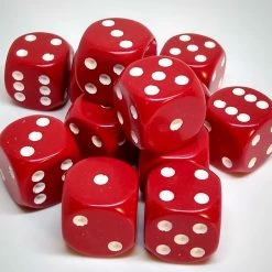 Chessex 25604 Opaque: Red/White - 16mm D6 (12 Dice) Accessories