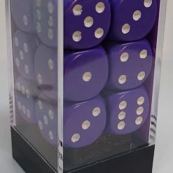 Accessories Chessex 25607 Opaque: Purple/White - 16mm D6 (12 Dice)