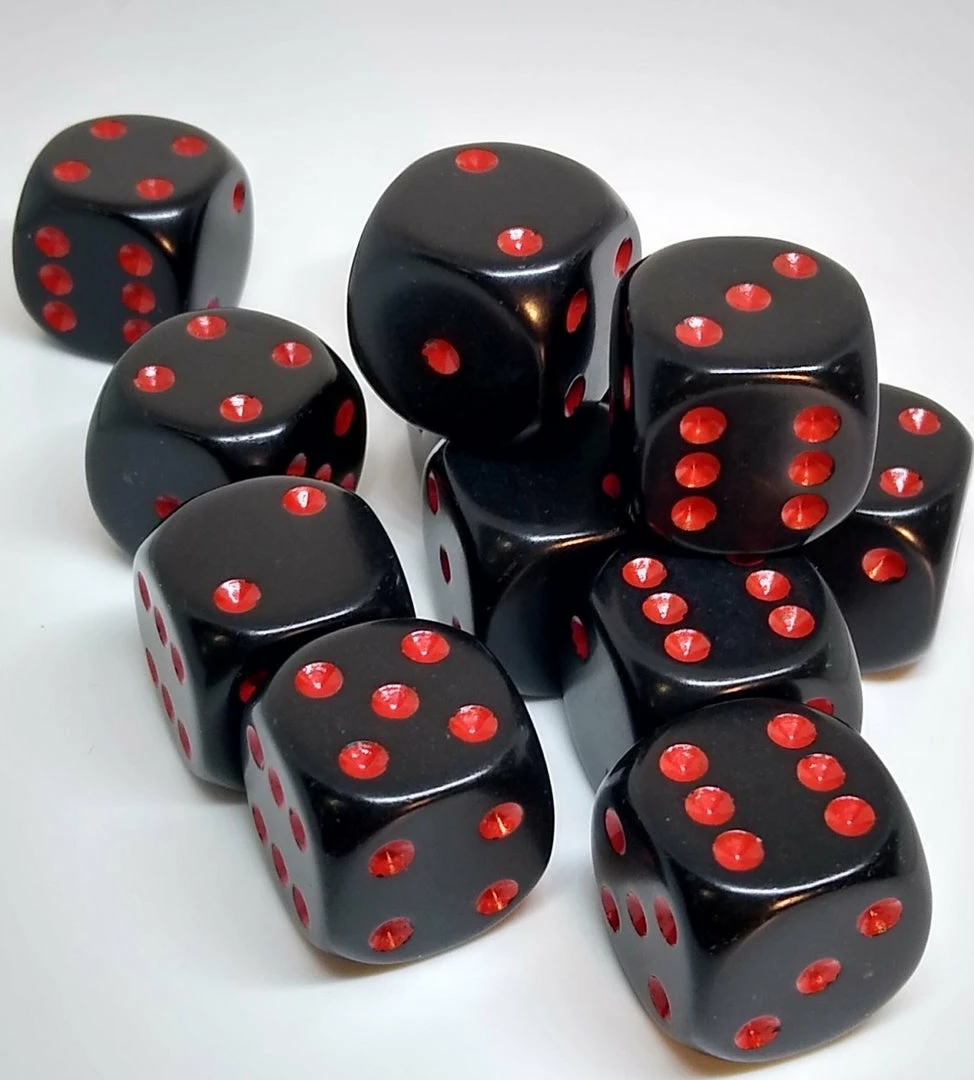 Cheap ⭐ Chessex 25618 Opaque: Black/Red - 16mm D6 (12 Dice) ⌛ 3 Chessex 25618 Opaque: Black/Red - 16mm D6 (12 Dice)