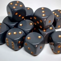 Accessories Chessex 25620 Opaque: Dark Grey/Copper - 16mm D6 (12 Dice)