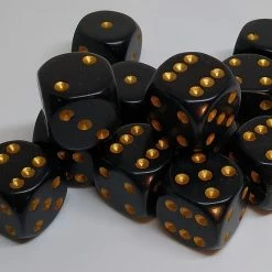 Accessories Chessex 25628 Opaque: Black/Gold - 16mm D6 (12 Dice)