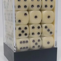 Chessex 25800 Opaque: Ivory/Black - 12mm D6 (36 Dice)