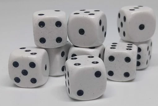 Accessories Chessex 25801 Opaque: White/Black - 12mm D6 (36 Dice)