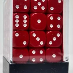Chessex 25804 Opaque: Red/White - 12mm D6 (36 Dice)