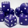 Chessex 25807 Opaque: Purple/White - 12mm D6 (36 Dice)