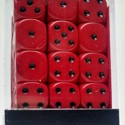 Chessex 25814 Opaque: Red/Black - 12mm D6 (36 Dice)