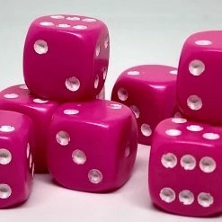 Chessex 25844 Opaque: Pink/White - 12mm D6 (36 Dice)
