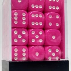 Chessex 25844 Opaque: Pink/White - 12mm D6 (36 Dice)