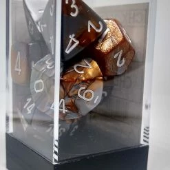 Chessex 26424 Gemini: Copper-Steel/White - Polyhedral (7 Dice)