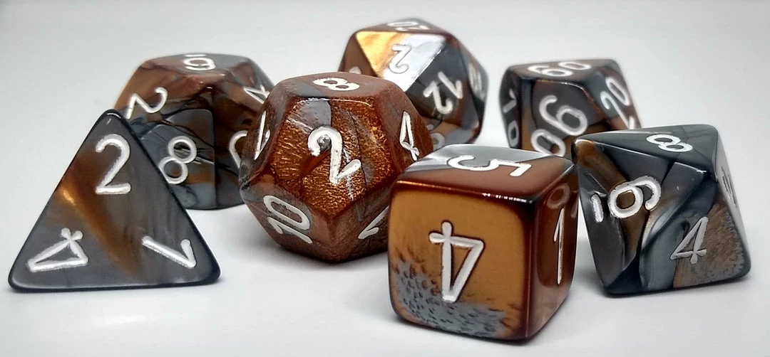 Budget π Chessex 26424 Gemini: Copper-Steel/White - Polyhedral (7 Dice) βοΈ 3 Chessex 26424 Gemini: Copper-Steel/White - Polyhedral (7 Dice)