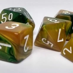 Accessories Chessex 26425 Gemini: Gold-Green/White - Polyhedral (7 Dice)