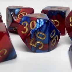 Chessex 26429 Gemini: Blue-Red/Gold - Polyhedral (7 Dice) Accessories
