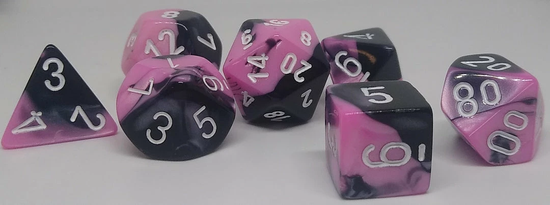 Hot Sale 𧨠Chessex 26430 Gemini: Black-Pink/White - Polyhedral (7 Dice) β€οΈ 3 Chessex 26430 Gemini: Black-Pink/White - Polyhedral (7 Dice)