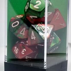 Chessex 26431 Gemini: Green-Red/White - Polyhedral (7 Dice)