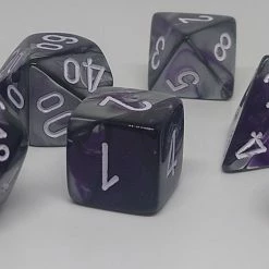 Accessories Chessex 26432 Gemini: Purple-Steel/White - Polyhedral (7 Dice)