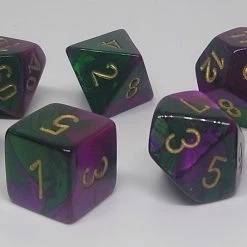 Chessex 26434 Gemini: Green-Purple/Gold - Polyhedral (7 Dice)
