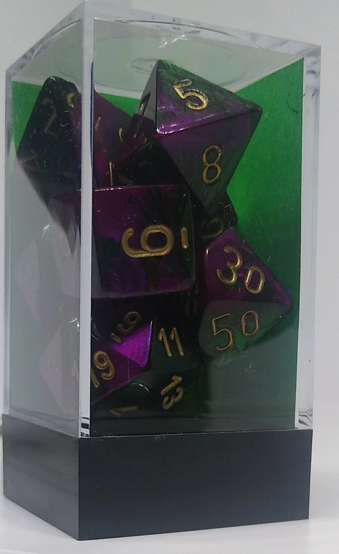 Discount βοΈ Chessex 26434 Gemini: Green-Purple/Gold - Polyhedral (7 Dice) π 4 Chessex 26434 Gemini: Green-Purple/Gold - Polyhedral (7 Dice)