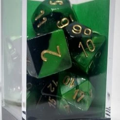 Chessex 26439 Gemini: Black-Green/Gold - Polyhedral (7 Dice)