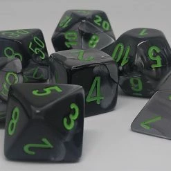 Chessex 26445 Gemini: Black-Grey/Green - Polyhedral (7 Dice) Accessories