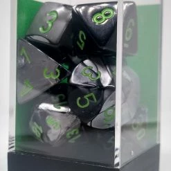 Chessex 26445 Gemini: Black-Grey/Green - Polyhedral (7 Dice) Accessories