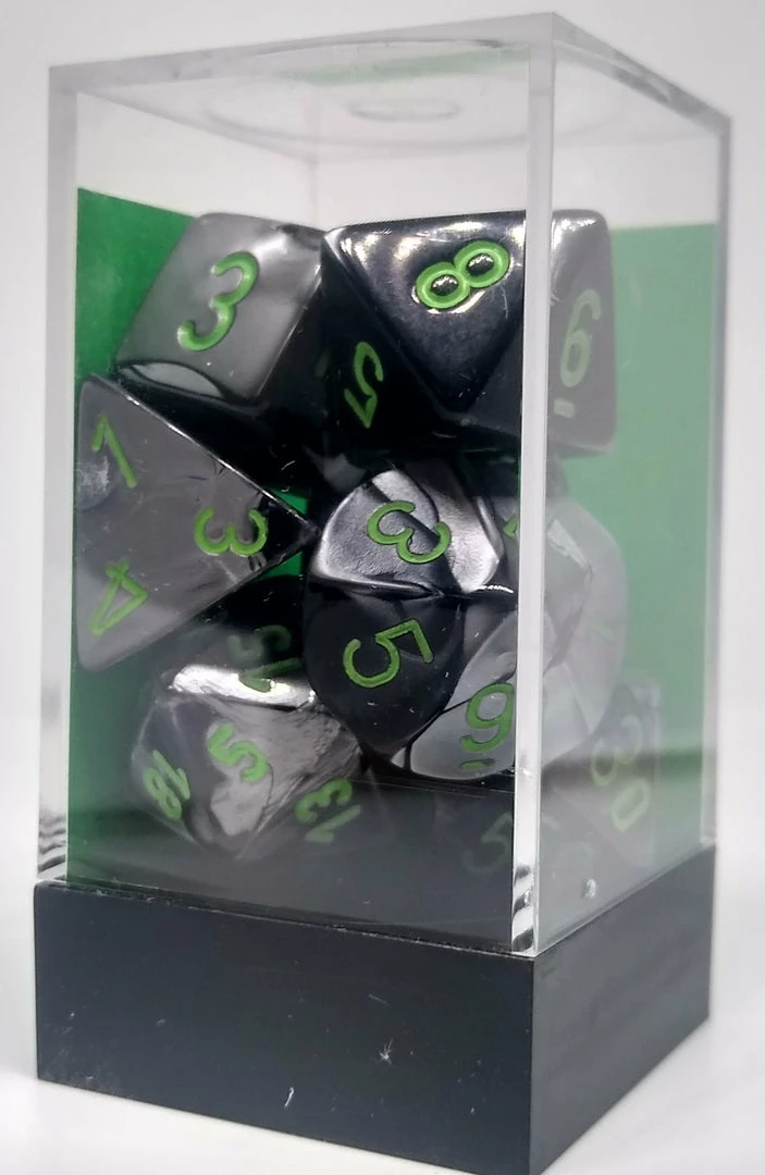 Best Sale π Chessex 26445 Gemini: Black-Grey/Green - Polyhedral (7 Dice) Accessories β€οΈ 4 Chessex 26445 Gemini: Black-Grey/Green - Polyhedral (7 Dice) Accessories