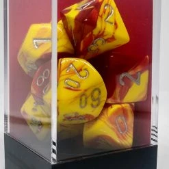 Chessex 26450 Gemini: Red-Yellow/Silver - Polyhedral (7 Dice) Accessories