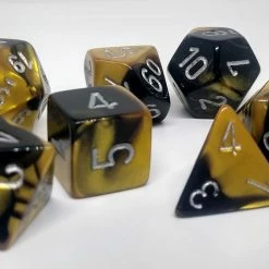 Chessex 26451 Gemini: Black-Gold/Silver - Polyhedral (7 Dice) Accessories