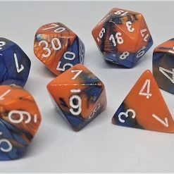 Chessex 26452 Gemini: Blue-Orange/White - Polyhedral (7 Dice) Accessories