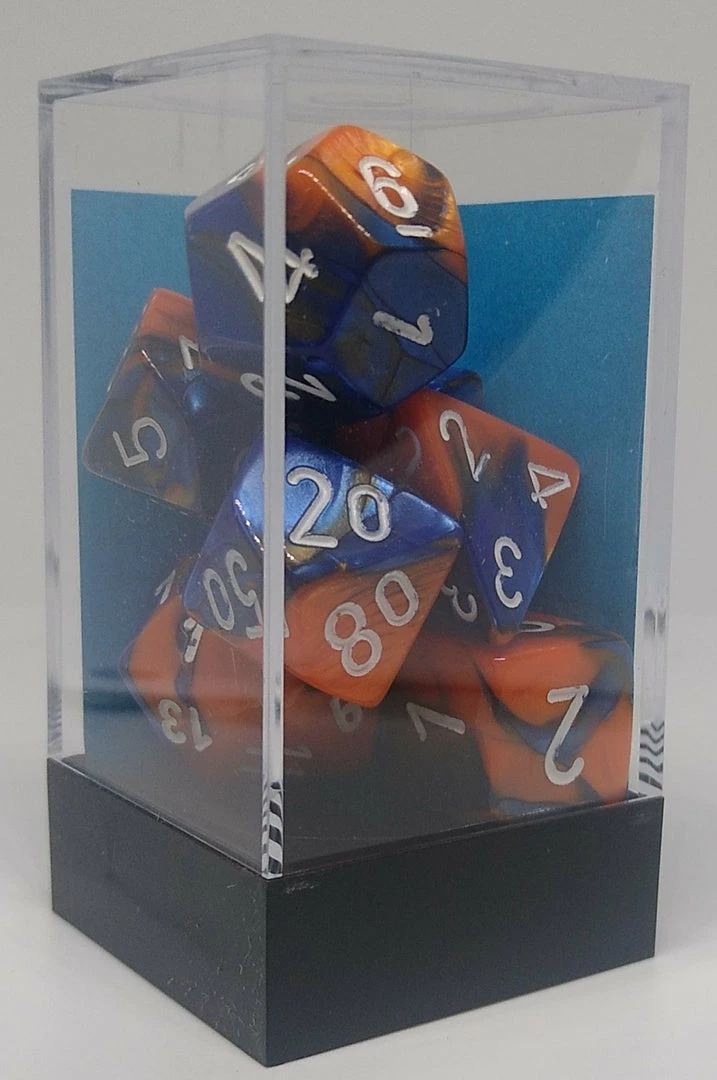 Promo π Chessex 26452 Gemini: Blue-Orange/White - Polyhedral (7 Dice) Accessories π 4 Chessex 26452 Gemini: Blue-Orange/White - Polyhedral (7 Dice) Accessories
