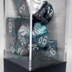 Chessex 26456 Gemini: Steel-Teal/White - Polyhedral (7 Dice) Accessories