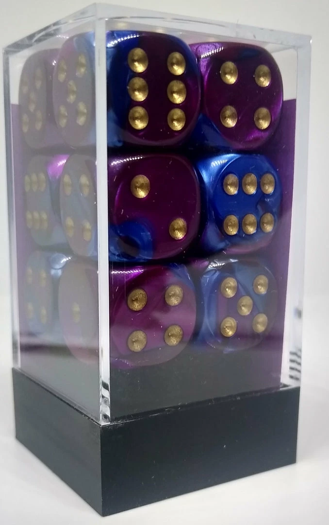Discount π Accessories Chessex 26628 Gemini: Blue-Purple/Gold - 16mm D6 (12 Dice) π 4 Accessories Chessex 26628 Gemini: Blue-Purple/Gold - 16mm D6 (12 Dice)
