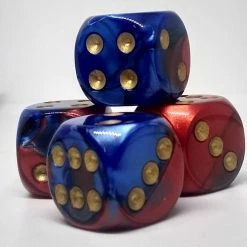 Chessex 26629 Gemini: Blue-Red/Gold - 16mm D6 (12 Dice) Accessories